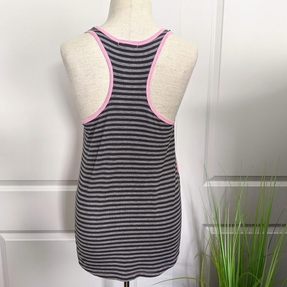 PJ Salvage Tank Lounge Embroider Rainbow Racer Back Pink Grey Black Stripe M NWT - Picture 4 of 8